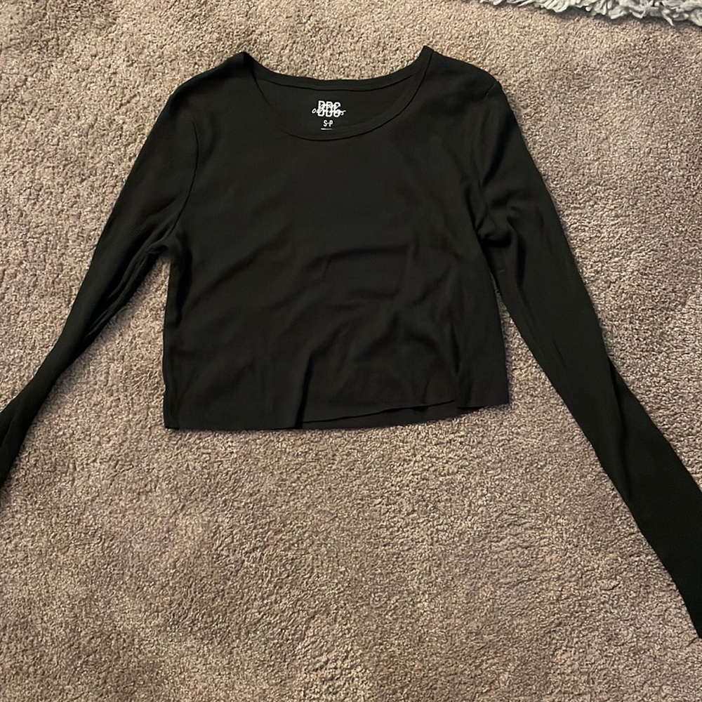 Urban Outfitters cropped ribbed thermal black long sleeve